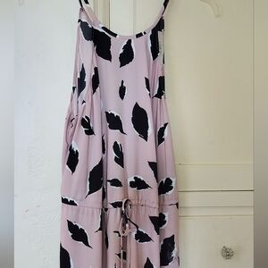 LOFT Navy Blue and Pink Leaf Maxi Dress